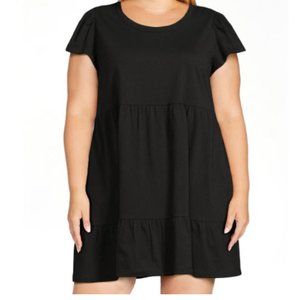 Time and Tru Women's Short Sleeve Tiered Knit Dress with Pockets XXL - NWT
